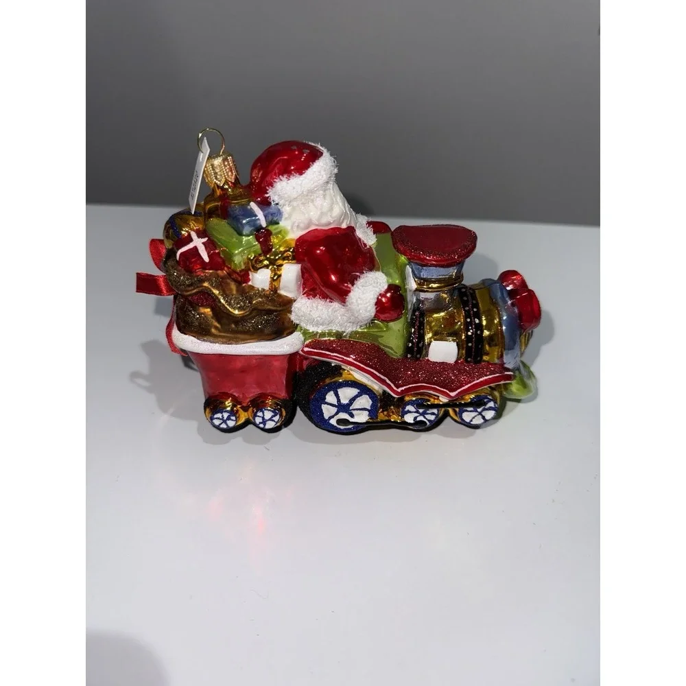 VTG Santa Claus‎ Christmas Ornament MCM Poland Mercury Glass Hand Blown Glitter